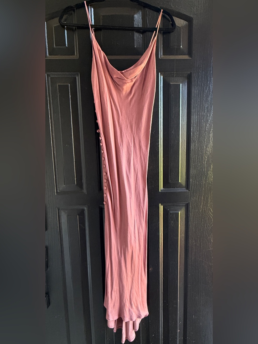 Zara Dusty Rose Slip Maxi Dress with Side Button Trim